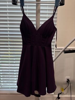 City Studio Plum Spaghetti-Strap Fit & Flare Dress